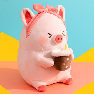 MINISO 名创优品 小猪B-BO系列 宅小妹坐姿公仔毛绒玩具 27cm