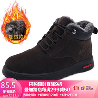 WARRIOR 回力 男鞋加绒休闲雪地靴 高帮厚底棉鞋时尚百搭保暖鞋潮流男靴 WBN-3188 深棕 44