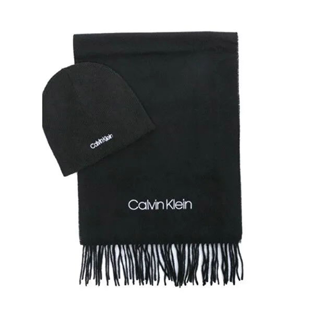 卡尔文·克莱 Calvin Klein 男士围巾手套套装 K50K507552BAX 黑色