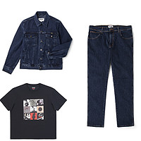 Wrangler 威格 823牛仔裤*1+牛仔夹克*1+Fender联名T恤*1