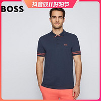 HUGO BOSS BOSS雨果博斯男士春夏徽标细节皮马棉Polo衫50452888