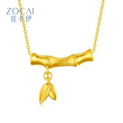 ZOCAI 佐卡伊 足金竹节吊坠时尚经典百搭款 P00842#
