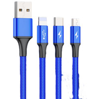 BASEUS 倍思 USB-A转Type-C/Lightning/Micro-USB 3.5A 数据线 尼龙编织 1.2m 藏青色