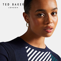 TED BAKER 2022秋冬新品女士休闲时尚格纹圆领套头针织衫 264289