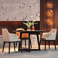 RUIDU 瑞都 REALDO意式圆形岩板餐桌椅组合简约现代小户型餐厅设计师实木家用