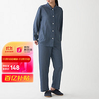 MUJI 無印良品 无印良品 MUJI 女式 无侧缝双层纱织 睡衣 FDA20C1A 藏青色X图案 S-M