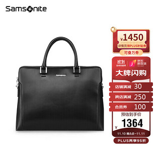 Samsonite 新秀丽 公文包男士商务手提包横款皮包单肩包笔记本电脑包优雅成熟BN7*09001黑色