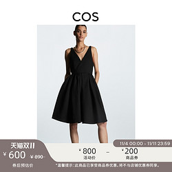 COS 女装 休闲版型A字V领吊带连衣裙黑色2022秋季新品1107279001