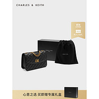 CHARLES & KEITH CHARLES＆KEITH初秋新品CK2-70701136-2女士优雅菱格链条单肩包 Black黑色 S
