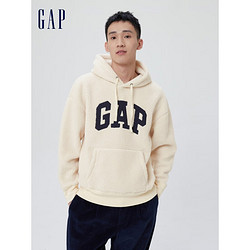 Gap 盖璞 男女装冬季新款易穿搭LOGO仿羊羔绒宽松保暖运动连帽卫衣656141 情侣上衣 奶油米色 180/96A(M)