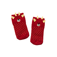 戴维贝拉 儿童袜子冬季宝宝大红色新年男童短袜女童牛年加厚