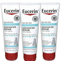 Eucerin 优色林 Advanced Repair 护足霜-无香料，适用于双脚的乳液，3盎司（85克）/ 管（3管）