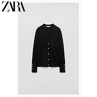 ZARA 秋新款 女装 黑色珠宝纽扣饰针织外套 0506102 800