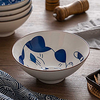 KANDA 神田 日本进口8英寸釉下彩日式彩绘简约高端汤面碗瓷碗斗笠碗饭碗