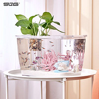 SQG超白鱼缸塑料桌面客厅生态斗鱼金鱼乌龟缸造景懒人养鱼水草缸
