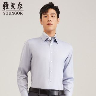 雅戈尔男装秋季新款商务休闲纯棉长袖衬衫男9694 蓝色16384H 39