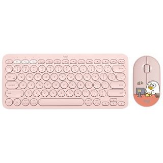 logitech 罗技 K380 蓝牙无线键盘+PEBBLE 小刘鸭 2.4G蓝牙无线鼠标 键鼠套装 粉色