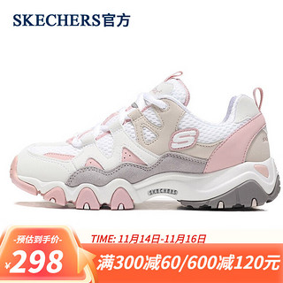 SKECHERS 斯凯奇 官方 男女同款怪兽甜心休闲运动鞋时尚熊猫鞋 99999693/WGPK 白色/灰色/粉红色 38