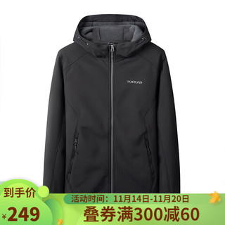 TOREAD 探路者 软壳外套 22秋冬上新男士防风保暖软壳服 户外徒步旅行夹克外套 TAEECK91899 黑色 男 XL