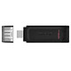 Kingston 金士顿 DT70 USB3.2 Gen1 Type-C U盘 黑色 128GB