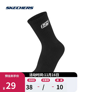 SKECHERS 斯凯奇 男女同款运动时尚中筒袜 L221U186 0018碳黑 S