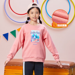 anta安踏儿童加绒加厚时尚女童套头衫圆领中大童卫衣安踏童装