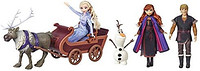 Disney Frozen 迪士尼《冰雪奇缘》雪橇冒险，来自《冰雪奇缘2》 的时尚玩偶，艾莎、安娜、克里斯托夫、雪宝、斯文和雪橇玩具