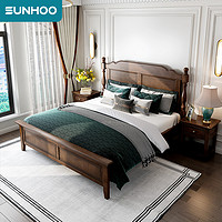 SUNHOO 双虎-全屋家具 双虎美式床实木床主卧复古欧式床奢华1.8米双人床18M5