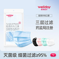 抖音超值购：WELLDAY 维德 一次性医用外科口罩灭菌款正规三层成人外科口罩熔喷布白色品