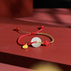 ZHOU LIU FU 周六福 女士金镶玉平安扣手链 Y1710118