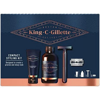 Prime会员：Gillette 吉列 礼品套装(双刃安全剃须刀 + 5 个剃须刀片补充装 + 明剃须凝胶 30ml + 胡须和洗面奶60ml）