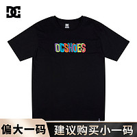 DC SHOES DC春夏新款彩色LOGO印花时尚男士棉质宽松领T恤男士纯棉短袖T恤