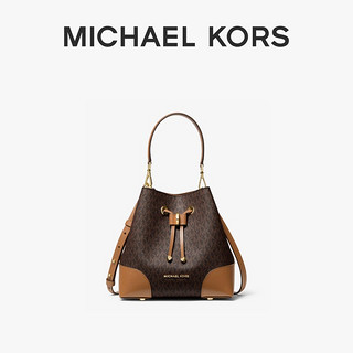 MICHAEL KORS 迈克·科尔斯 MERCER GALLERY系列 女士小号老花拼色水桶包 30F9GZ5L1B173 香草白/裸粉色