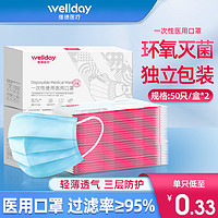 抖音超值购：WELLDAY 维德 医疗医用无菌口罩一次性正规熔喷布透气雾霾正品防护独立包装