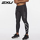 2XU 男士梯度压缩裤透气速干 运动紧身裤跑步健身裤男 Core系列压缩长裤MA3849b 黑/银 M