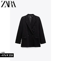 ZARA 秋冬新款 TRF 女装 黑色基本款翻领长袖西装外套 1255998 800