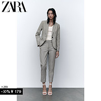 ZARA 秋冬新款 女装 职业通勤千鸟格中腰及踝裤 8372704 064