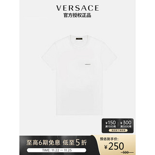 VERSACE 范思哲 22秋冬 奢侈品男装简约字母LOGO纯色棉质T恤白色AUU04023-AC00058-A10015