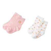 DAVE&BELLA 戴维贝拉 女童短袜 DBM16507 2双装 粉白色组 9码