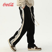 Fanta 芬达 Coca-Cola 可口可乐 男女同款拼接刺绣直筒加绒休闲运动裤