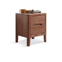 YESWOOD 源氏木语 Seattle/西雅图系列 H90A01 两抽床头柜 胡桃色 40*35*50cm