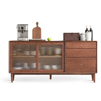 YESWOOD 源氏木语 Prague/布拉格系列 H84Q06 实木餐边柜 胡桃色 150*40*81cm 下座款