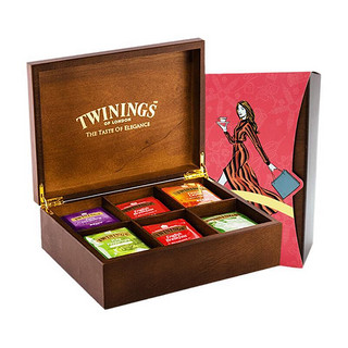 TWININGS 川宁 英国川宁(TWININGS)  茶叶 英伦木质礼盒 茶叶包 进口红茶 礼盒装  180g 精选5种口味 混合礼盒装