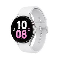 SAMSUNG 三星 Galaxy Watch5 LTE版 eSIM智能手表 44mm 银色铝合金表壳 云雾冰川硅胶表带（GPS、血氧）