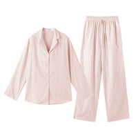 HSIA 遐 女士全棉家居服套装 NP0059 粉色条纹 L