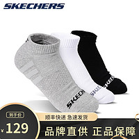 SKECHERS 斯凯奇 2022高尔夫男短筒休闲运动袜舒适男袜P321M043 白-黑-灰 均码