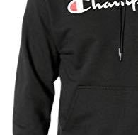 Champion 冠军 男士强力混纺抓绒套头衫, 黑色/Champion 字体, Large