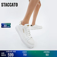 STACCATO 思加图 2022春季新款系带厚底小白鞋休闲板鞋撞色女单鞋9AY96AM2