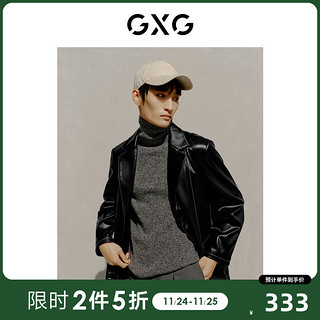 GXG 斯文系列 男士皮夹克 10C101001H 黑色 L