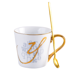 杯师傅 金边陶瓷杯+金勺